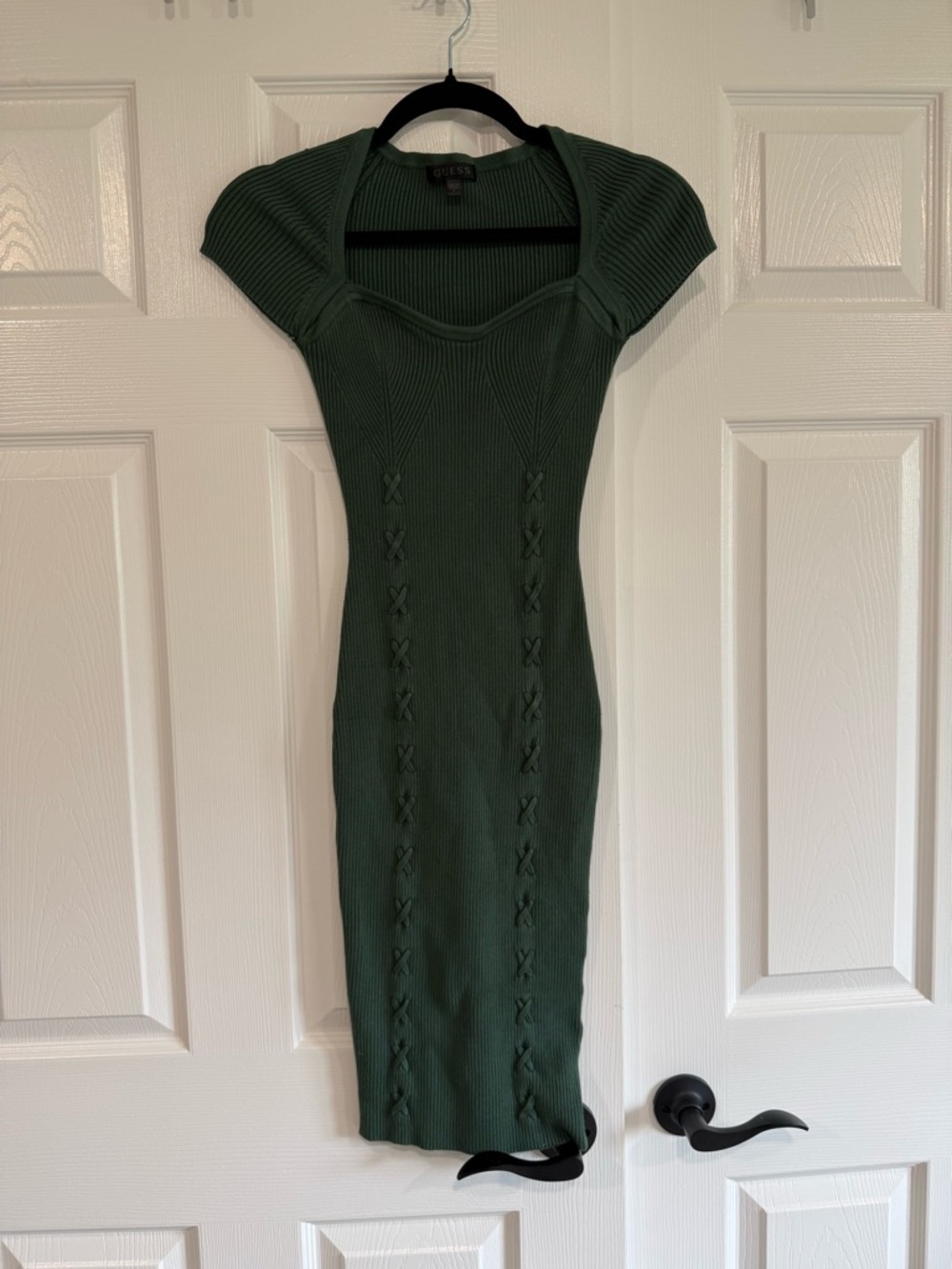 GUESS Olive Ribbed Knit Midi Dress